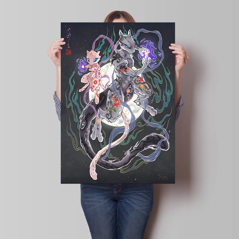 Exquisita pintura decorativa de pared de Pokémon Lugia, impresión de alta calidad que hace que su sala de estar sea más atractiva y animada