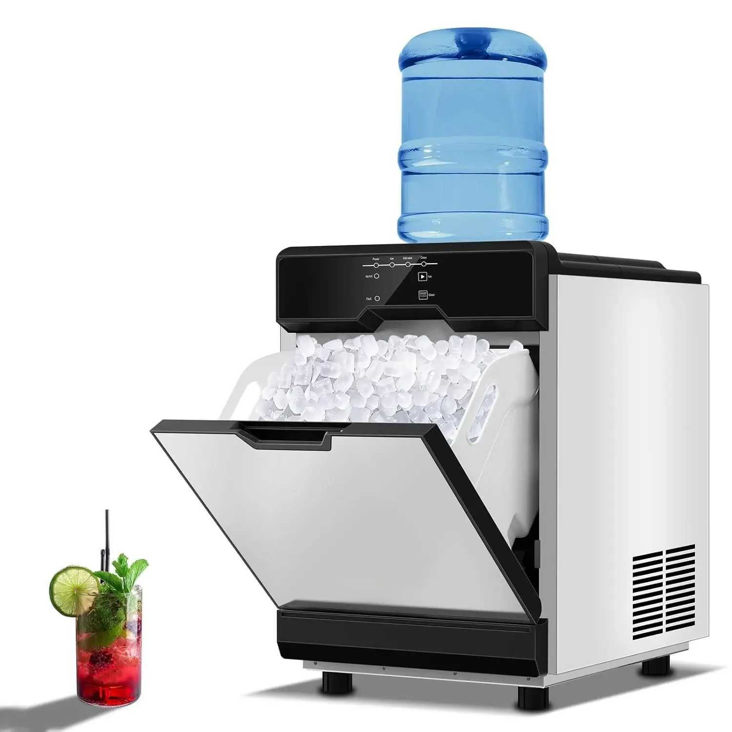Nugget 3 in 1 Countertop Ice Maker Machine, 50 Lbs/24H, 10 Mins Fast LCE Making, Auto-Cleaning Function, Portable Countertop Ice Makers for Home Party RV Campin