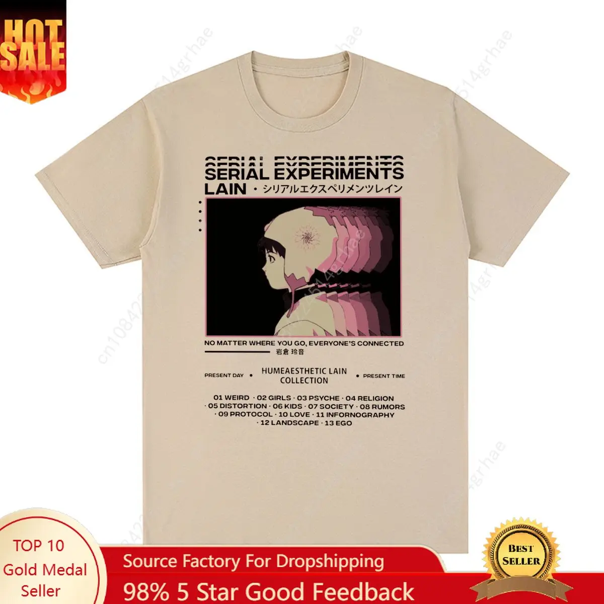 

Serial Experiments Lain Vintage T-shirt Anime Graphic Manga Girl Sci Fi Cotton Men T shirt New Tee Tshirt Womens Tops