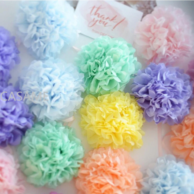 5pcs Wedding Decorative Paper Pompoms Pom Poms Flower Balls Party Home Decor Tissue Birthday Christmas DIY Decoration 25cm Dia.