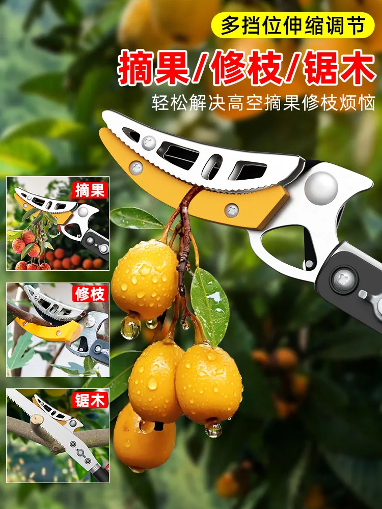 Telescopic High Branch Pruner Fruit Picker Long Reach Trimming Cutter For Orchard Fruit Harvesting Tool