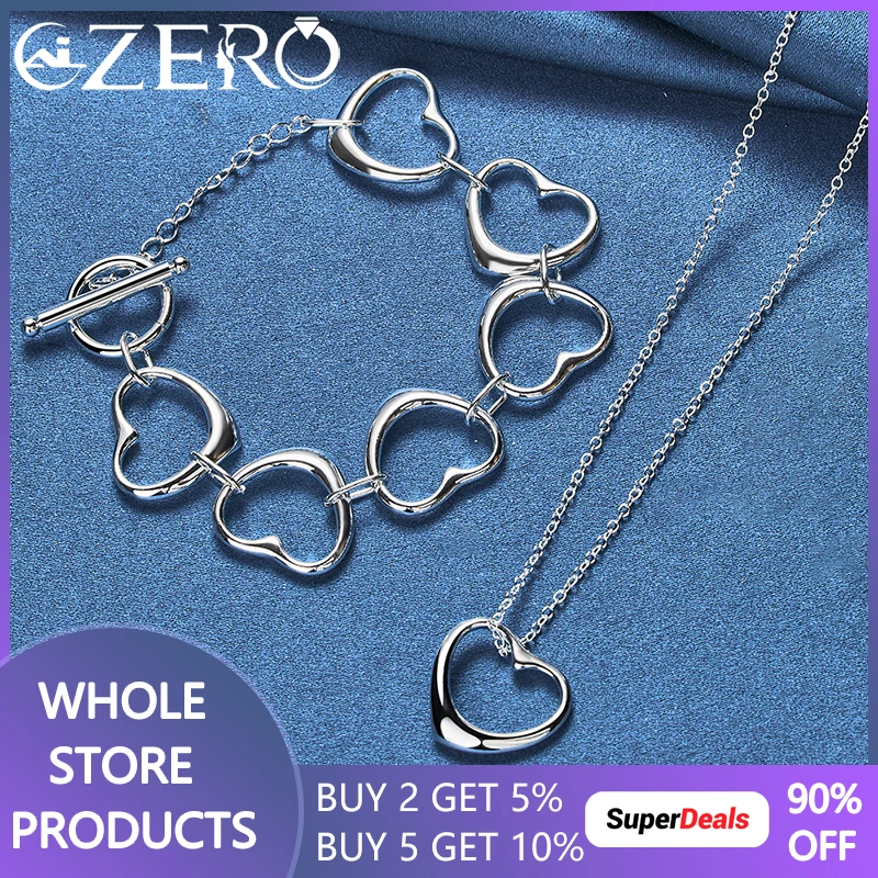 

ALIZERO 925 Стерлинговое Серебро, подвеска в форме сердца, ожерелье, браслет для женщин, очаровательные свадебные помолвки, бриллианты, модные ювелирные изделия