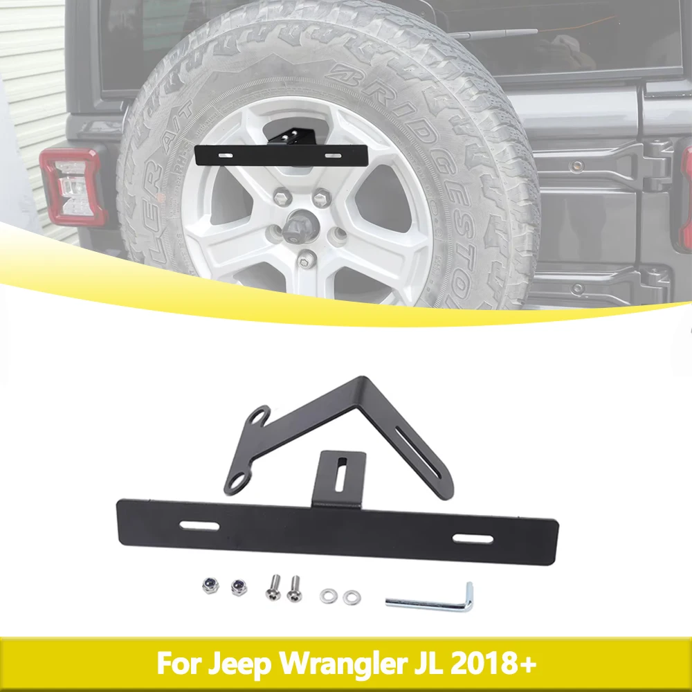 

Spare Tire License Plate Bracket for Jeep Wrangler JL 2018-2023 Rear Registration Plate Mount Holder Car Exterior Accessories