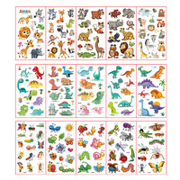 10 Pcs/Set Cartoon Tattoo Stickers Cute Animal Dinosaur Butterfly Temporary Fake Tattoo for Kids Hands Arm Body DIY Art Sticker