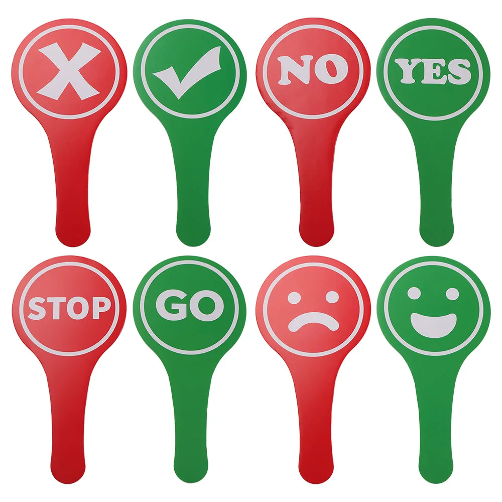 10pcs Expression KT Board Yes/No Stop/Go Hold Up The Sign Right/Wrong Red Green Both Side Voting Paddles Primary School