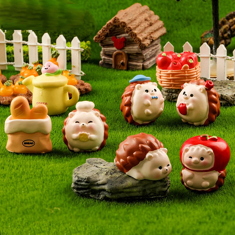 1PC Cute Resin Hedgehogs Moss Micro Landscape DIY Craft Decoration Mini Fairy Garden Home Desk Ornament Accessories