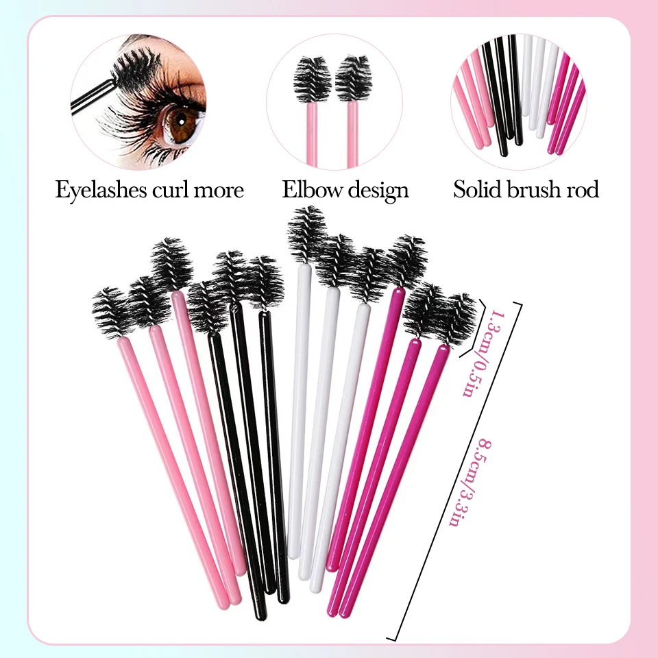 Boxed Silicone Crystal Mascara Wands Applicator Eyelash Makeup Brush Comb Micro Apple Brush Mini Eyebrow Spoolies Beauty Tools