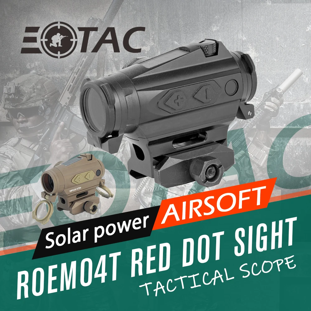 Tactical 1x20mm Compact Red Dot Sight Optics Romeo4T SOR43032 Solar Power with 4 Different Reticles