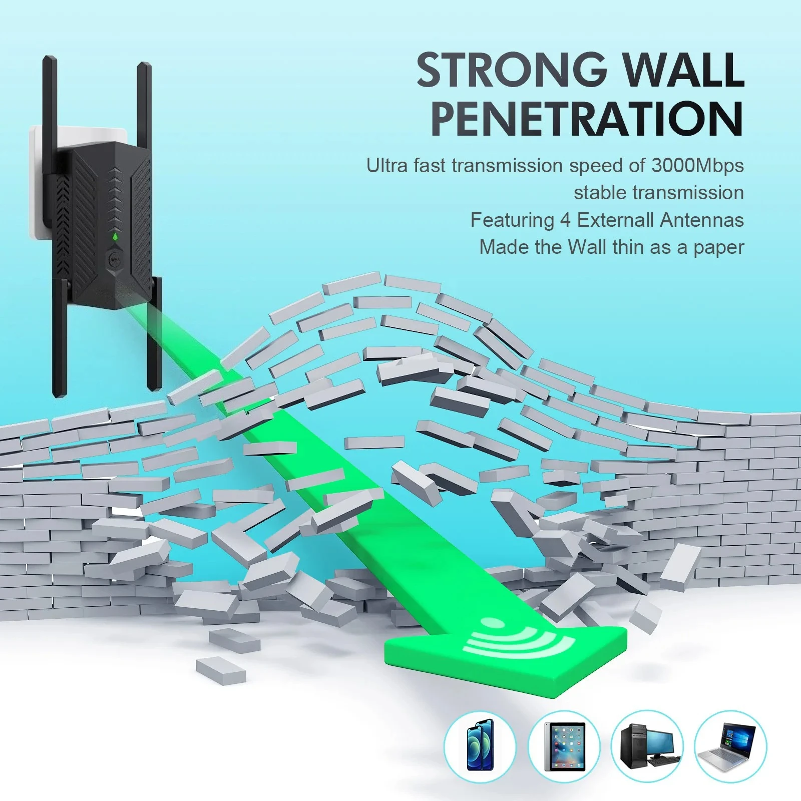 3000Mbps Wireless WiFi Repeater Wi-fi 6 Signal Booster 5G 2.4G WiFi Extender Router Long Range Amplifier For Home Office