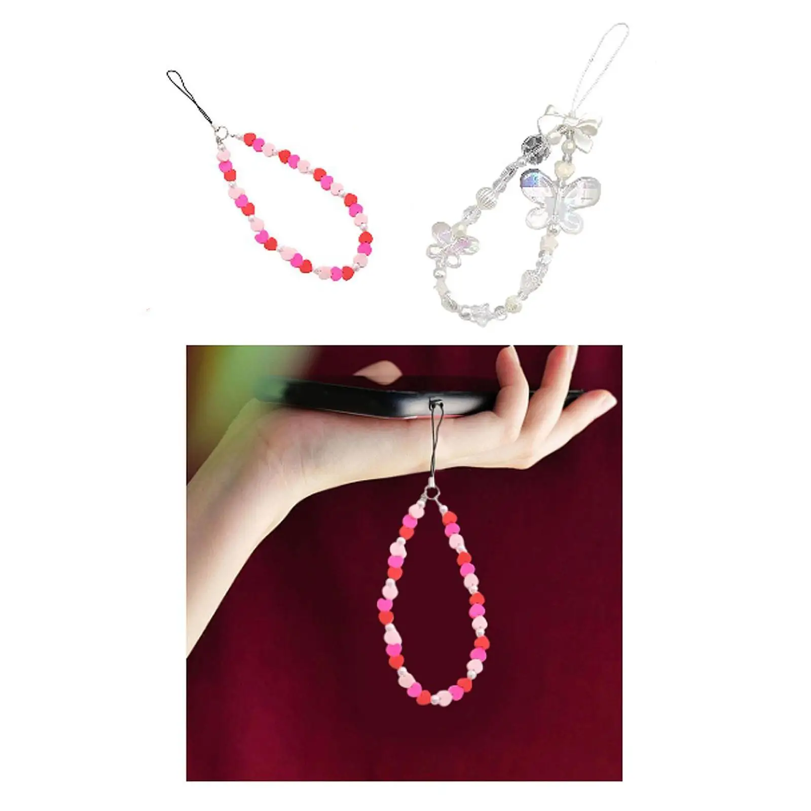 Correa de cadena para teléfono a la moda, pulsera de cuentas, llavero, brazalete, cadena, decoración para teléfono, correa de muñeca para teléfono con cuentas multifuncional