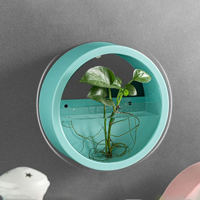 Nordic Wall Mounted Creative Hydroponic Flowerpot Macaron Color Circular Plant Hydroponic Flowerpot Fish Tank Home Wall Decor