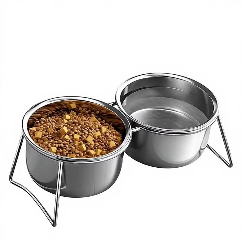 

Миска для еды/воды для собак и кошек из нержавеющей стали с приподнятой подставкой, устойчивая к опрокидыванию