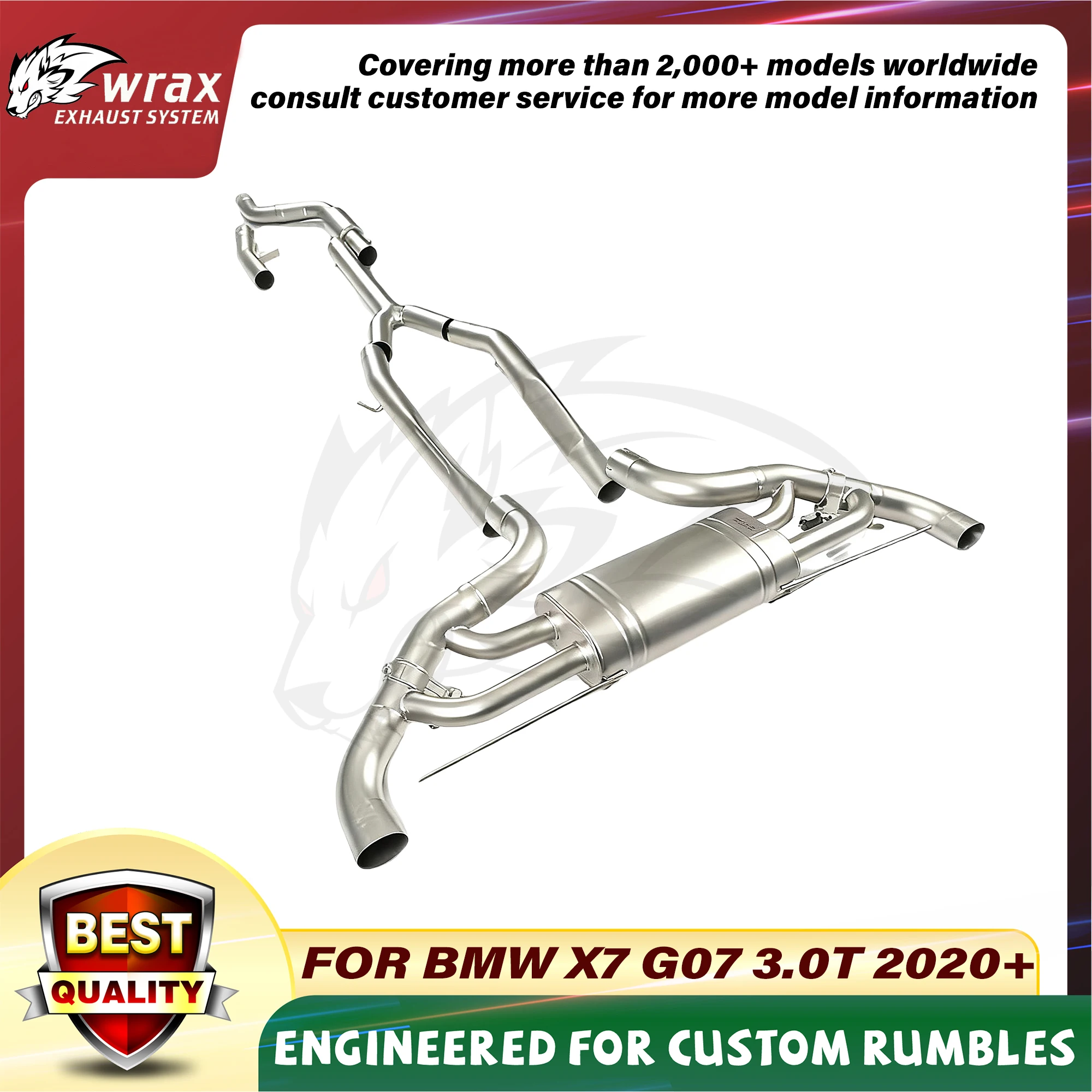 

WRAX Race Car-grade Sound Exhaust for BMW X7 G07 3.0T 2020+ SS304 Catback with Wireless Remote Valve Easy Installation