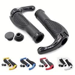 Bicycle Grip Handlebar End Cap Aluminium Alloy Lock Mountain Handle Bar Grip Trek Bike Anti-Skid Rubber Bicycle Skid-Proof Grips