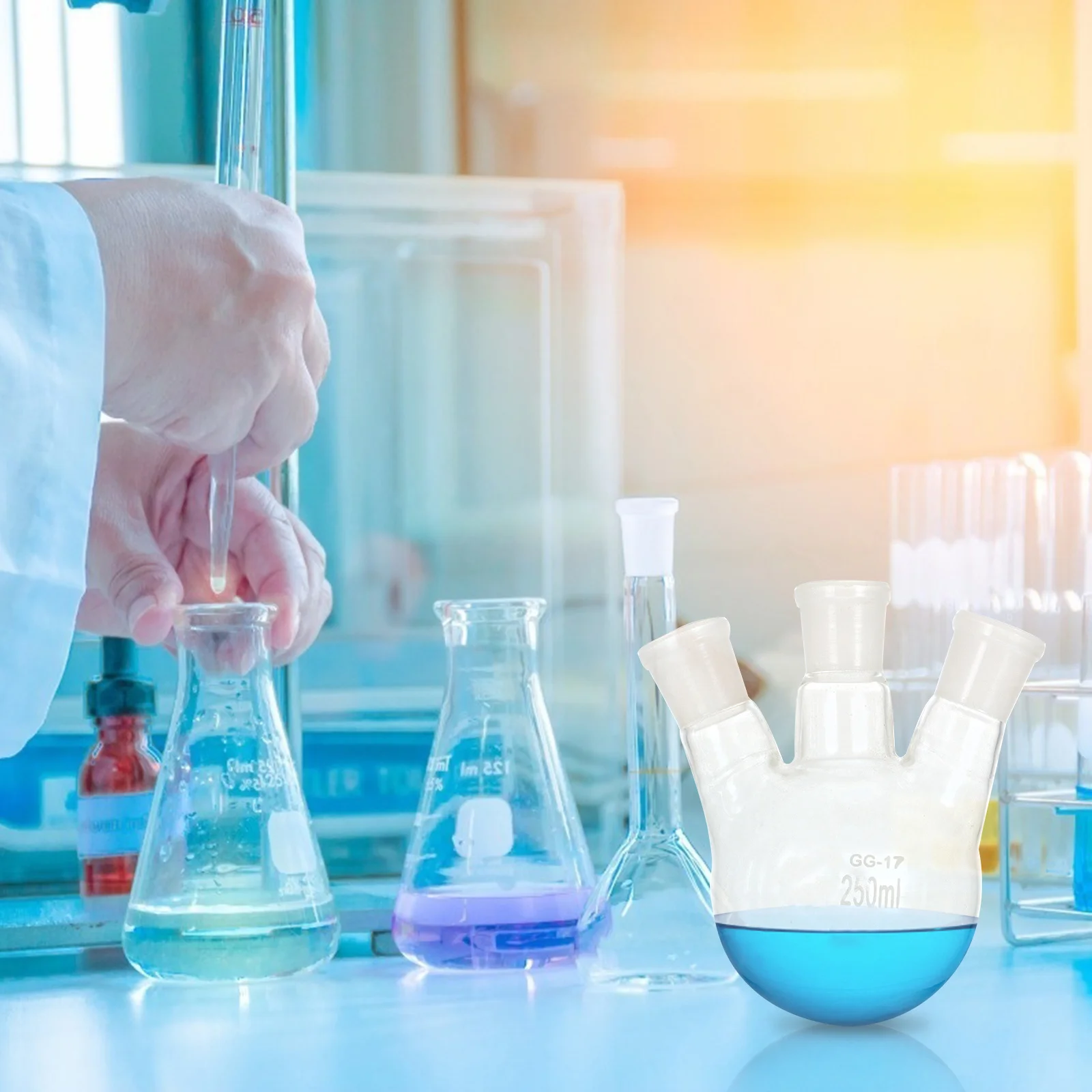 

3 Neck Laboratory Flask High Quality Borosilicate Glass for Distillation Apparatus Reflux Boiling Flask Lab Glassware Container