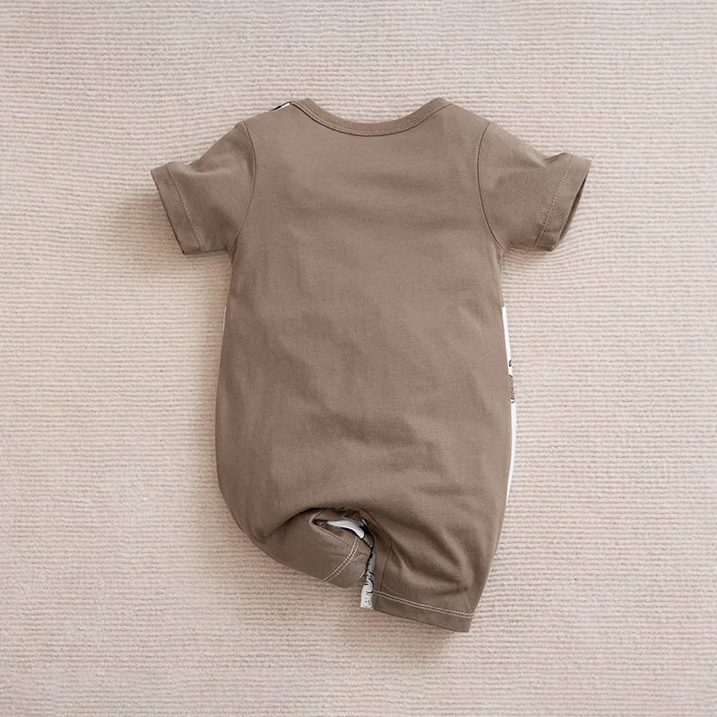 Newborn Baby Clothes Boy brown whale print cotton Jumpsuit Summer Short Sleeve Romper Infant Toddler Pajamas One Piece Outfit