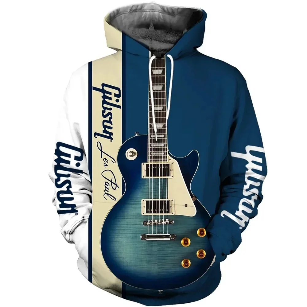 

Fashion Hoodie with Men's 3D Guitar Prints Daily European Sweatshirt Music Moletom Women's Psychedelic Spring and Autumn Casual