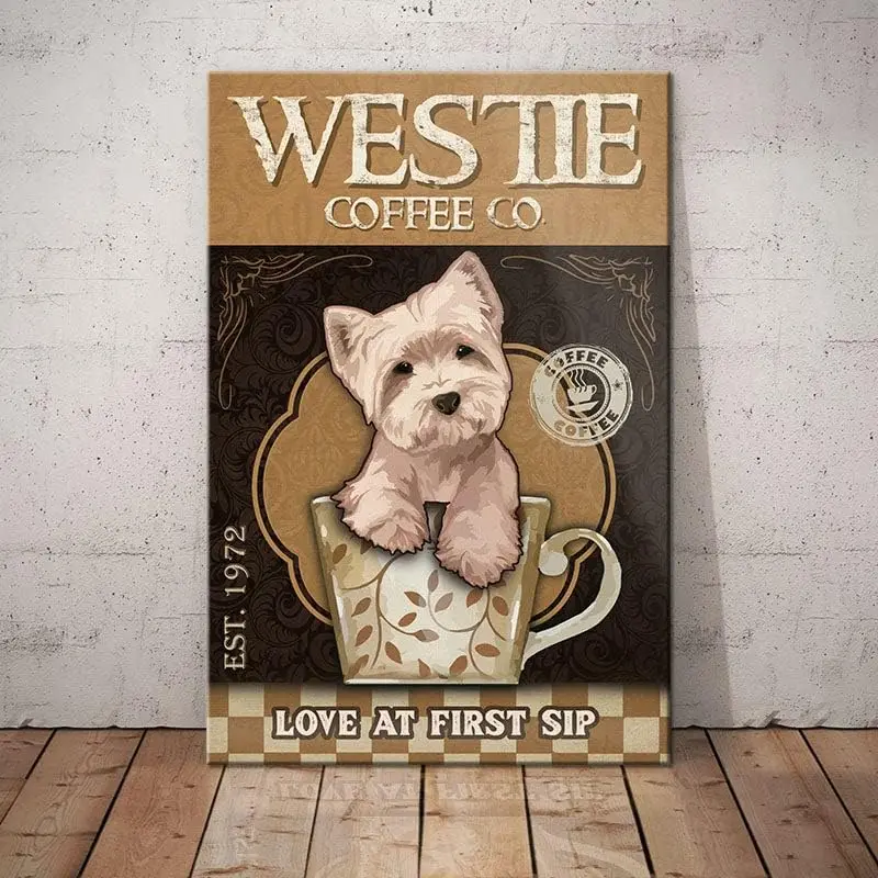 Westie Dog Coffee Company Retro Metal Signs Vintage Aluminum Sign For Yard Outdoor Home Outdoor -aluminum
