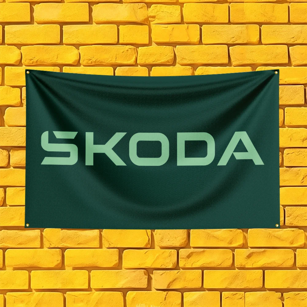 Czech Simply Clever European Sedan Vehicle Flag 3x5 FT 90x150cm Polyester Wall Hanging For Workshop Decor Car Lover
