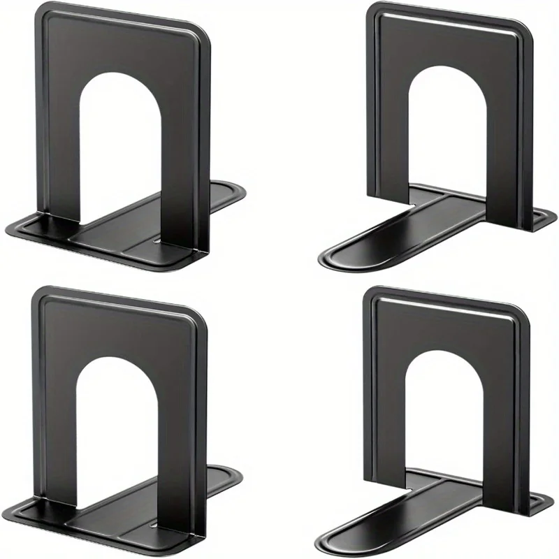 2/4pcs Premium Matte Painted Book Ends, Heavy Duty and Sturdy Bookends for Shelves, Office Non-Skid Metal Book End Stopper