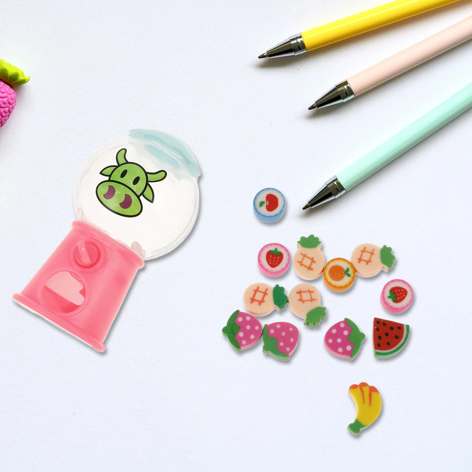 

6pcs Creative Cartoon Cute Mini Fruit Design Rubber Stationery Kids Gifts School Lovely Stationery Supplies Safe Material