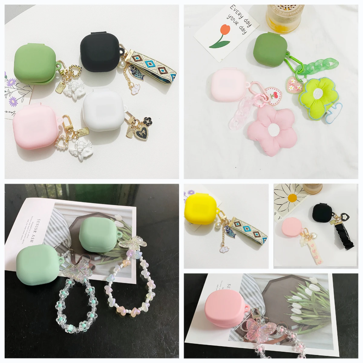 For Soundcore P25i / P20i / P30i Case Fashion Flower Pendant Lanyard/ Cute Bear Silicone Earphone Cover for Soundcore P20i cover