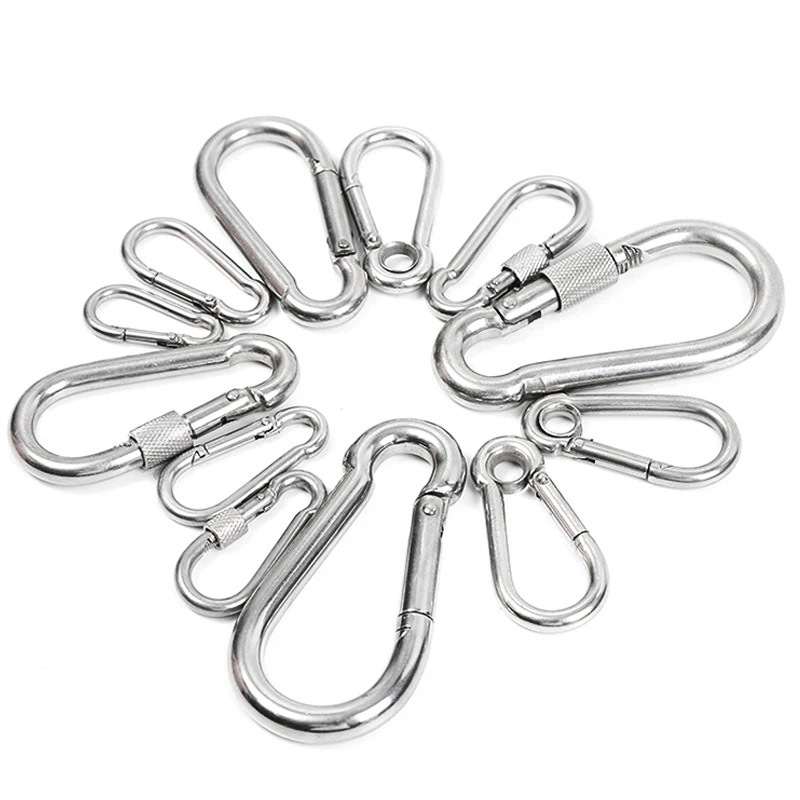 304 Stainless Steel Outdoor Carabiner Rope Chain Connection Safety Buckle Chain Gourd Buckle Spring Belt Ring Dog Chain Buckle