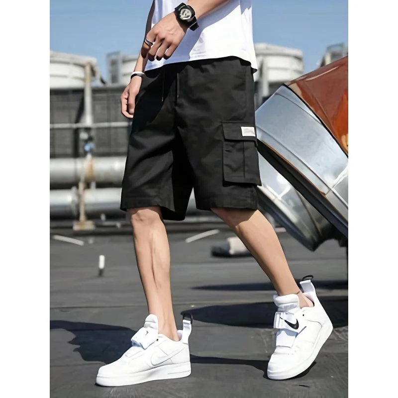 

Single-piece casual loose-fit men's solid color quick-dry breathable multi-pocket pure cotton work shorts for summer sports