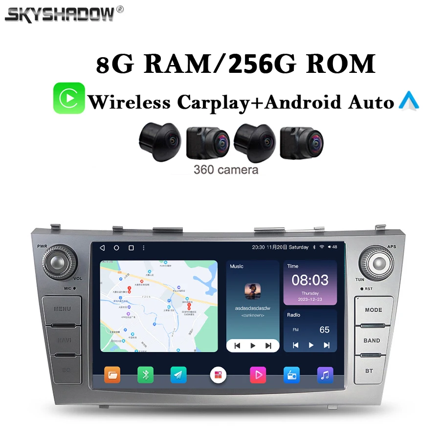 

360 camera 8G+256G Carplay Auto Android 13.0 DSP IPS Car DVD Player GPS map WIFI Bluetooth RDS Radio For Toyota Camry 2007- 2012