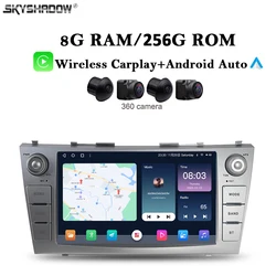 360 camera 8G+256G Carplay Auto Android 13.0 DSP IPS Car DVD Player GPS map WIFI Bluetooth RDS Radio For Toyota Camry 2007- 2012