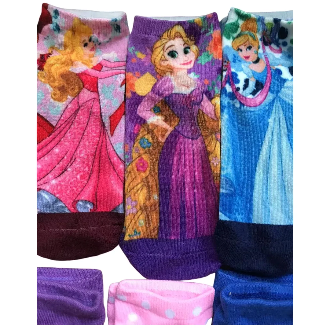 

MINISO Princess Cartoon Kids Socks Bright Color 15-22cm Size 4 Pairs/Lot Girls Favorite Dressing Socks