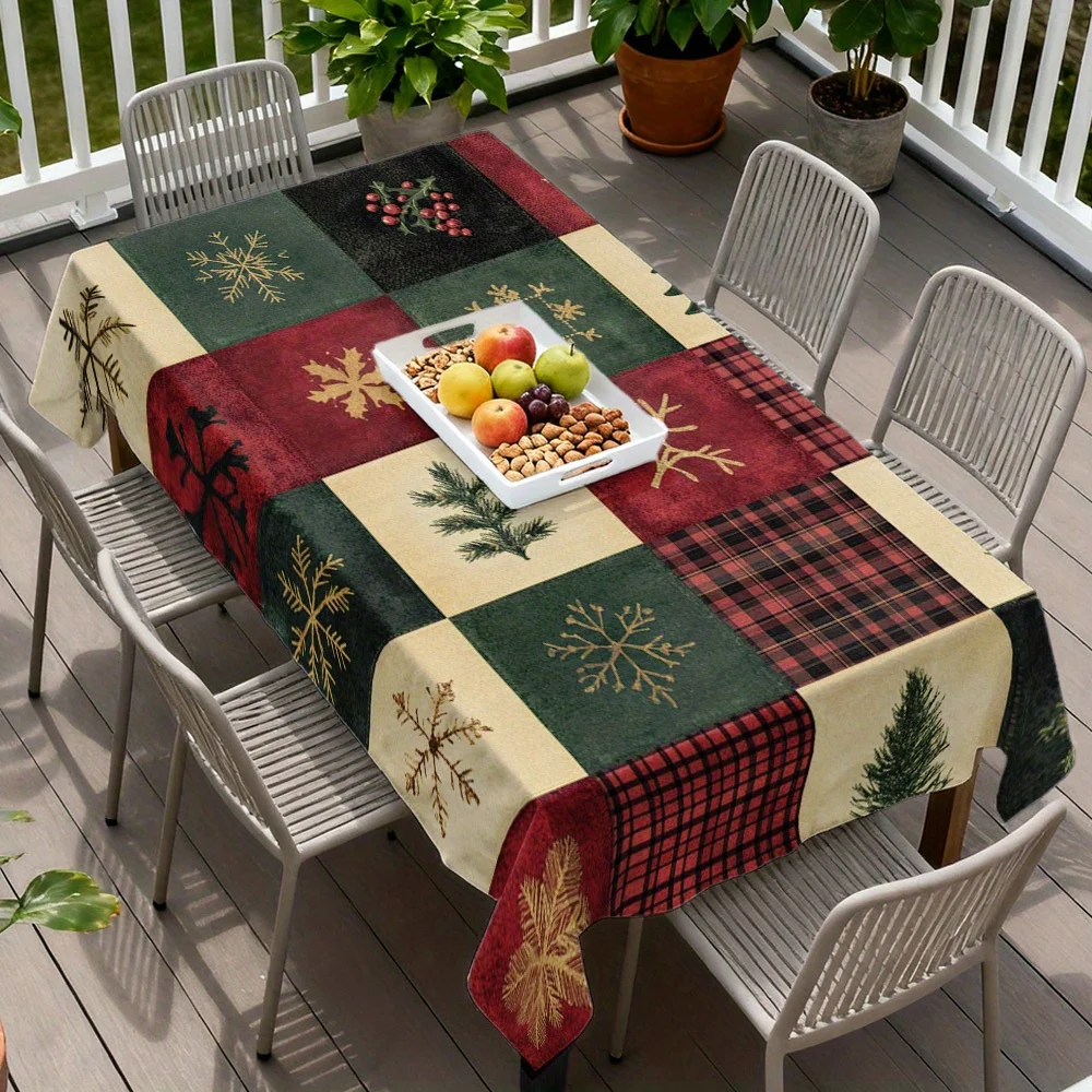 One festive holiday cheerful rectangular tablecloth design, creating a harmonious atmosphere at the dining table.zyc