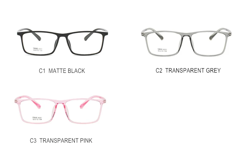 Photochrome oder blaues Licht blockierende Myopiebrille, verschreibungspflichtig -0,5 bis -10, anpassbar, für Damen und Herren, quadratischer TR90-Rahmen F118 – Detail 12