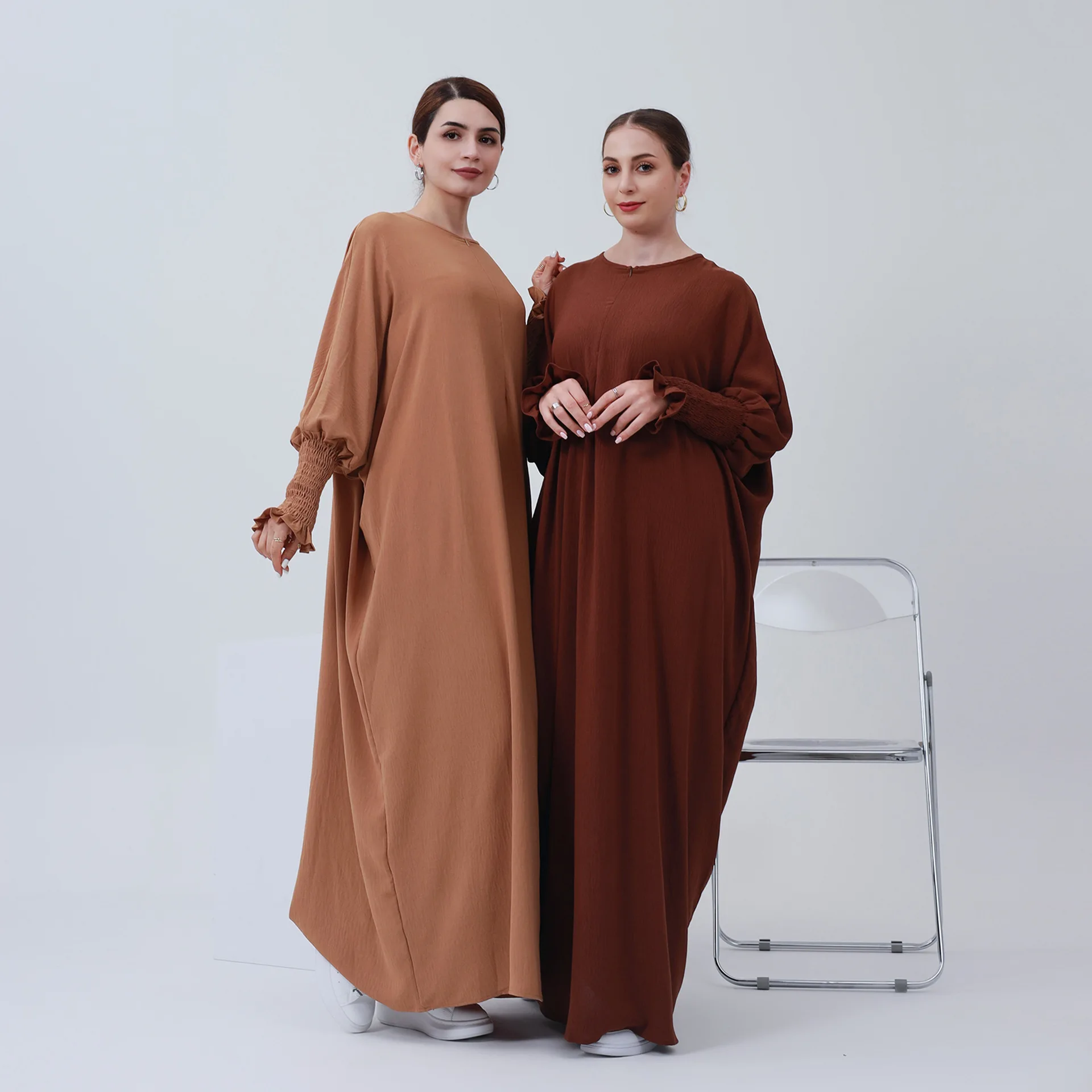 

Abaya Women Ramadan Muslim Dress Kaftan Kebaya Prayer Garment Khimar Hijab Dresses Jilbab Dubai Robe Eid Islam Clothes 16 Colors