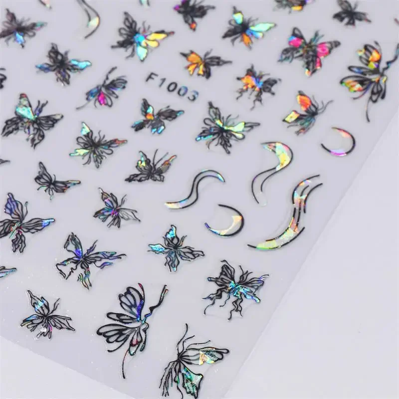 ใช้งานง่ายเลเซอร์เล็บสติกเกอร์ตกแต่งเล็บสติกเกอร์เล็บการออกแบบที่ไม่ซ้ํากัน Astral เล็บรูปลอกผีเสื้อ