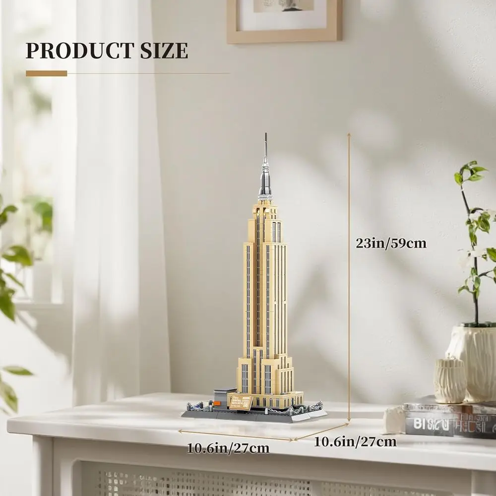 New York City Skyline Empire State Building Architecture Set, 1559 Pieces, Landmark Model Kit for Adults, Kids, and Teens