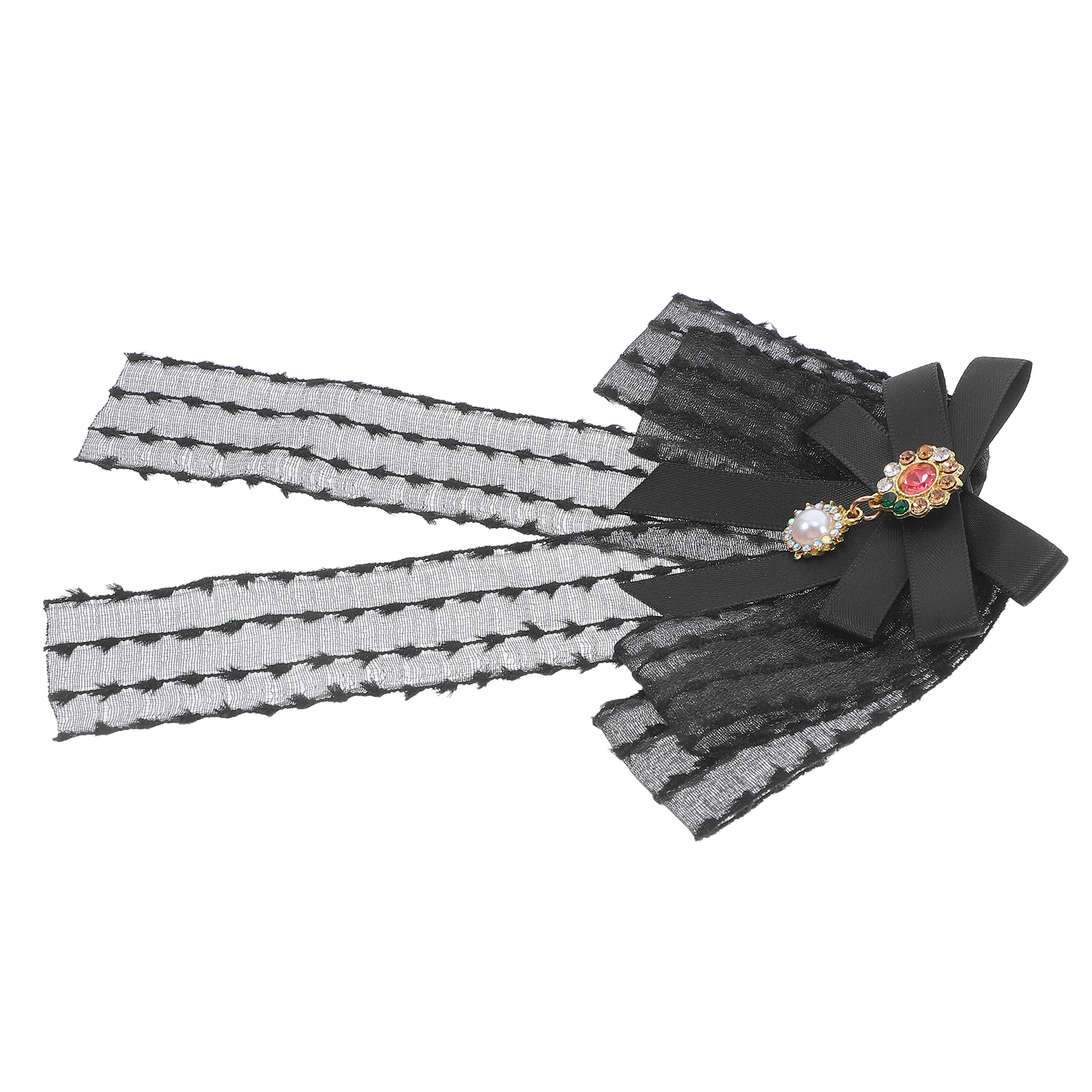 

Vintage Chiffon Bow Tie Brooch for Women Pearl Alloy Shirt Pin Cute Bowknot Decoration Scarf Buckle Clip Feminine Accessory