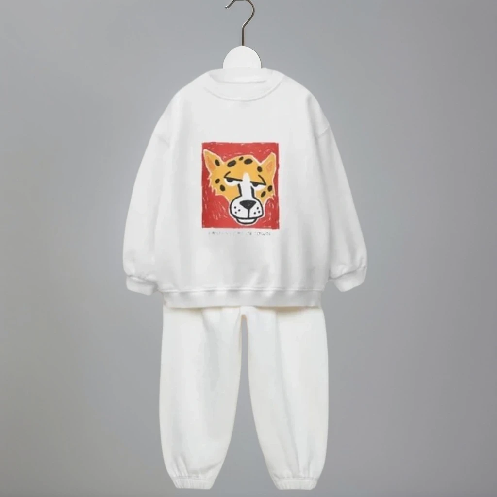 

Kids' Garments Leopard Print Pullover Pants Set And Leopard Print Hoodie 2 pieces Tops+ Long Bottoms O-Neck Clothing Cotton Top
