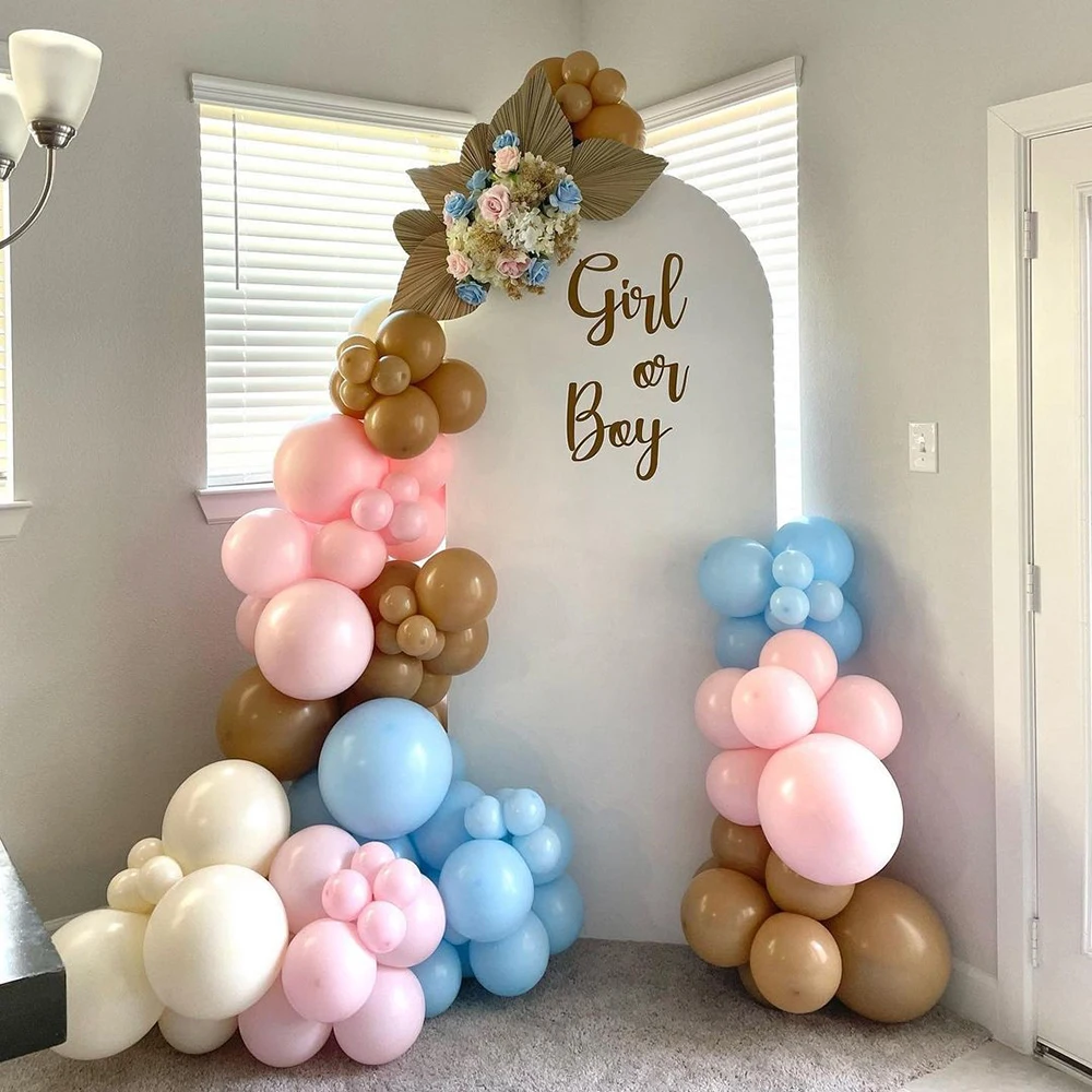 Boy Or Girl Balloon Garland Kit Gender Reveal Baby Shower Decoration Pink Blue Balloons Arch Birthday Party Brown Ballon Decor