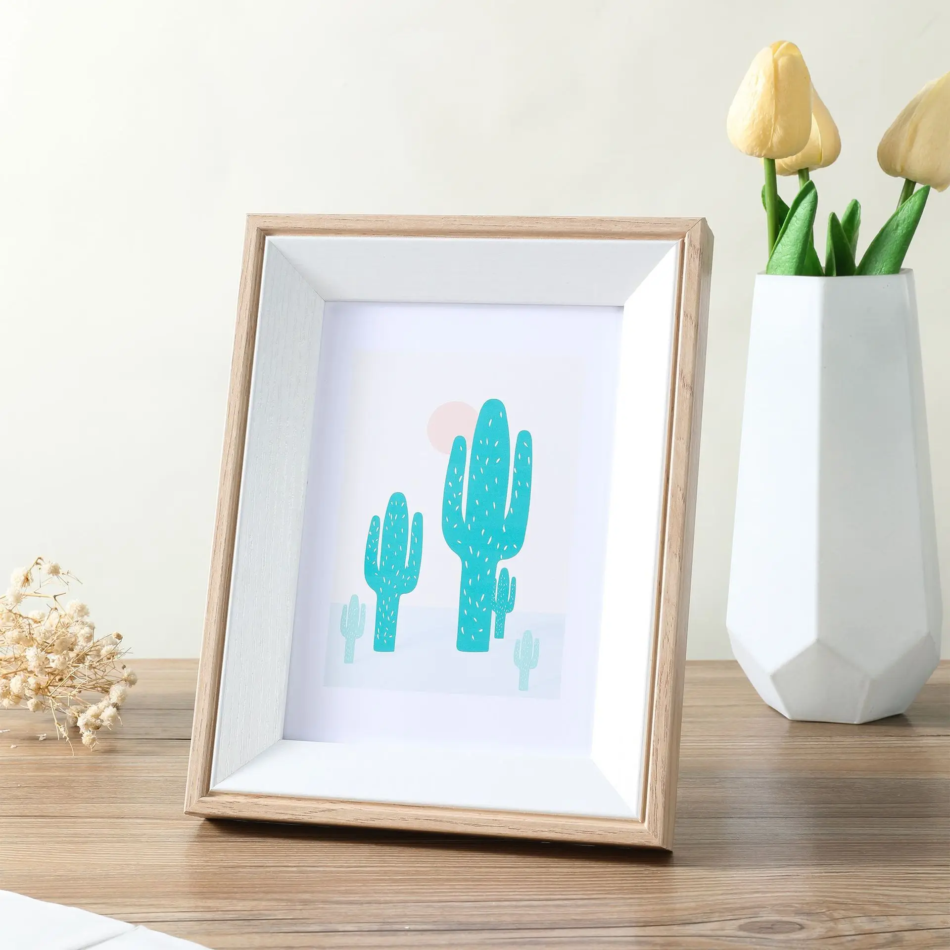 Nordic Style Wooden Photo Frame Simple Design Tabletop Wall Hanging 7 Inch Picture Frame Decorative Artwork Frame