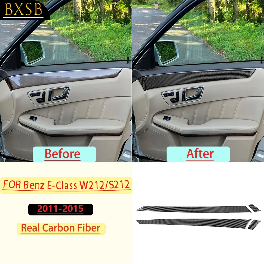 Carbon Fiber For Mercedes-Benz E-Class W212/S212 2011-2015 Front Door Inner Panel Trim Customizable Sticker Interior Accessories