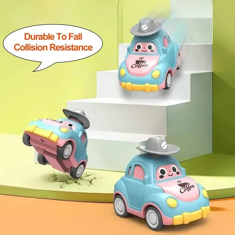 Cartoon Toy Car Mini Press Go Vehicles Inertia Pull Back Cars Montessori Early Education Crawling Toys for Toddlers Boys