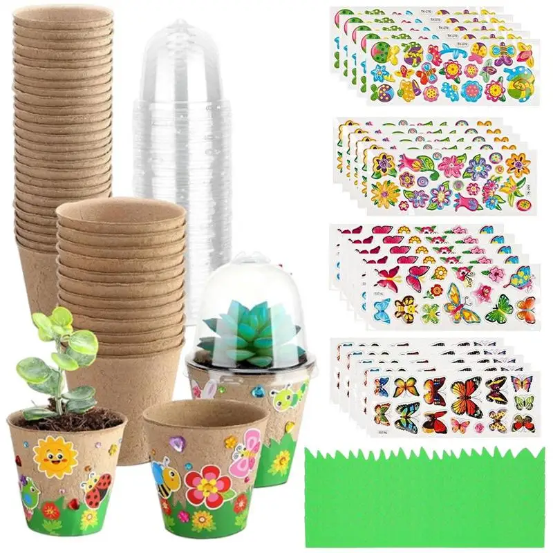 Handmade Garden Paper Craft Kit Flower Pot with Domes - Classroom Activity Sheets And Stickers Included for Creative Gardening