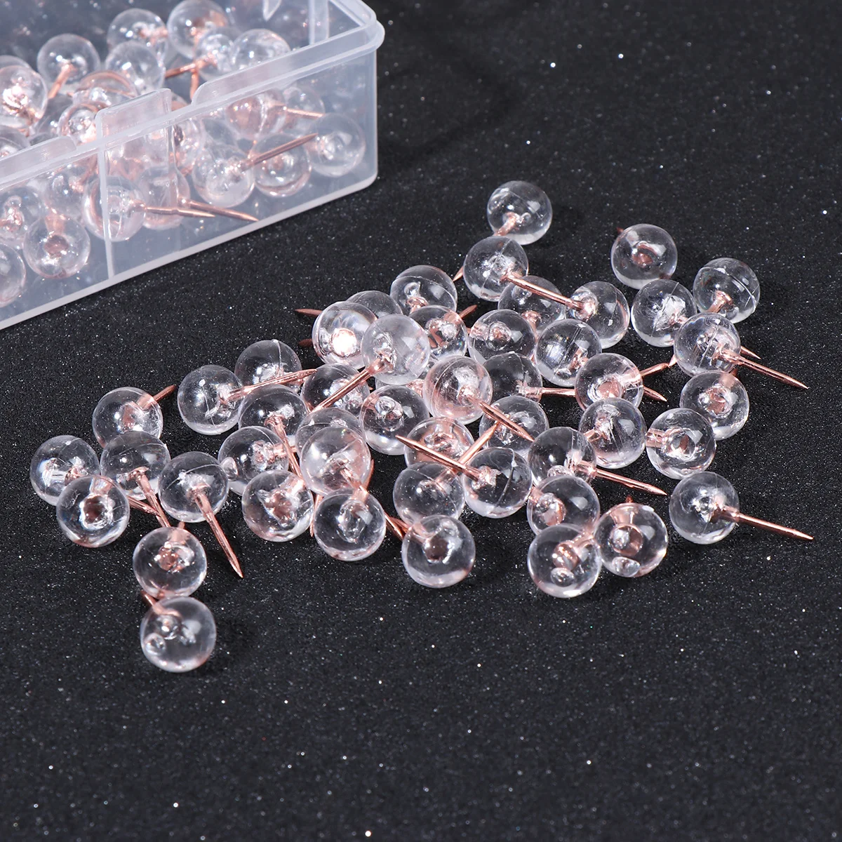 

100Pcs Transparent Push Pins Rose Gold Style Tacks for Marking World Map Europe Usa Map Travel Planning Office