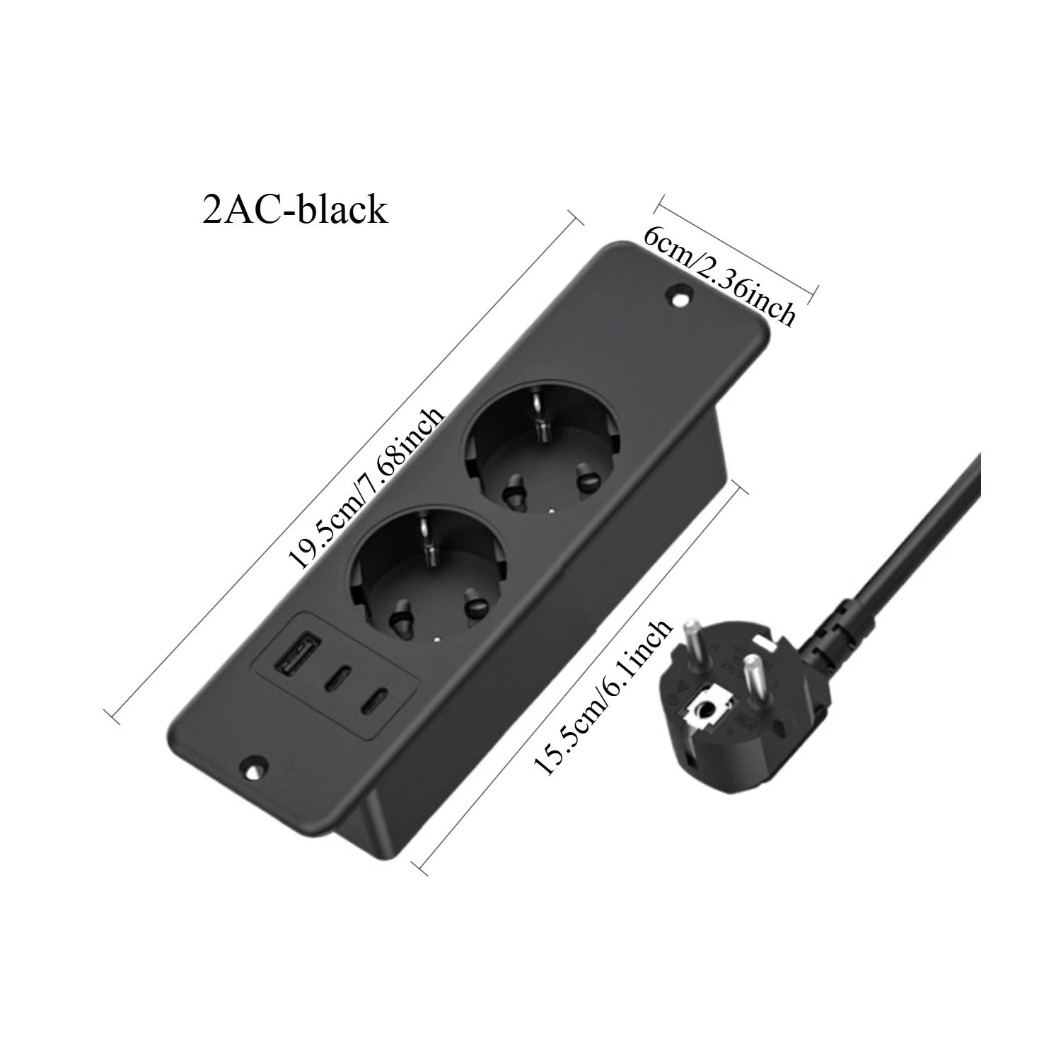 FUNAYA EU KR Ingebouwde ingebedde verborgen desktopcontactdoos met USB Type-c stopcontact Kantoormeubilair Multi-slot verlengaansluiting