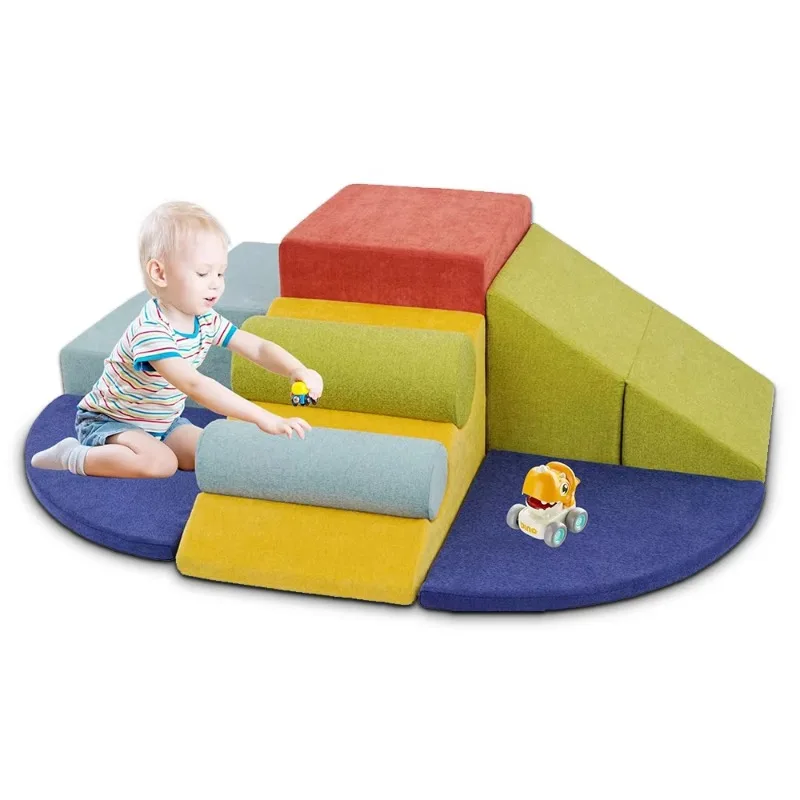 

Climbing Toys and Foam Climbing Blocks, Climb and Crawl Activity Play Set Inside, Kids Soft Play Equipment with Slide