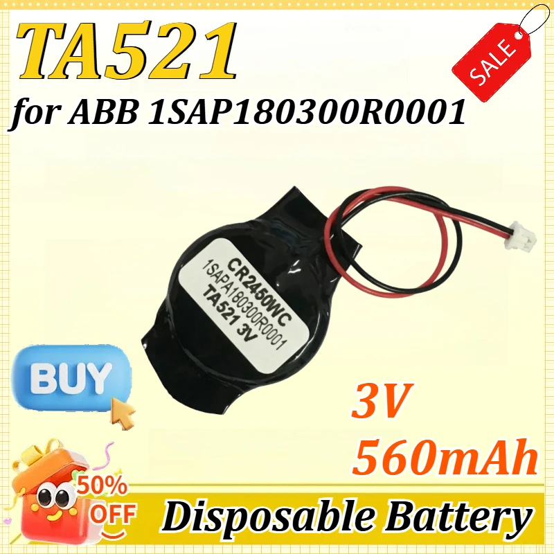

TA521 3V 560mAh Disposable Battery for ABB 1SAP180300R0001 Lithium Battery Compact Convenient Lithium Manganese Button Battery