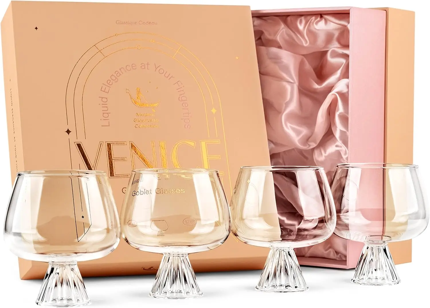 

Venice Goblet Cocktail Glasses Set of 4, 17 oz Borosilicate Glass Balloons for Gin Tonic, Aperol Spritz, Sangria - Modern Home