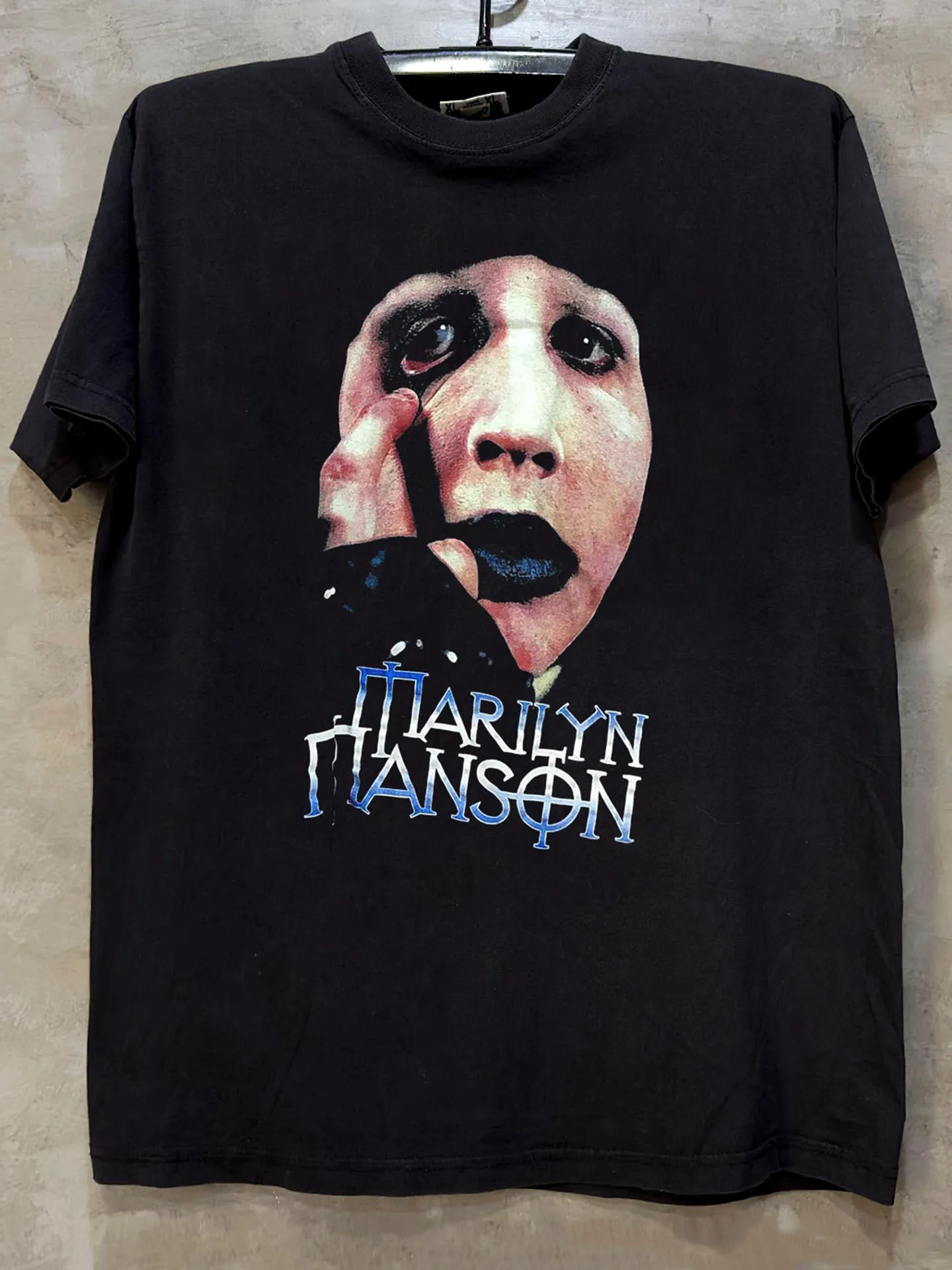 Marilyn Manson Dark Aesthetic Short Sleeve T-Shirt High Street Small Collar Heavy Cotton Trendy Brand Half Sleeve Breathable ...