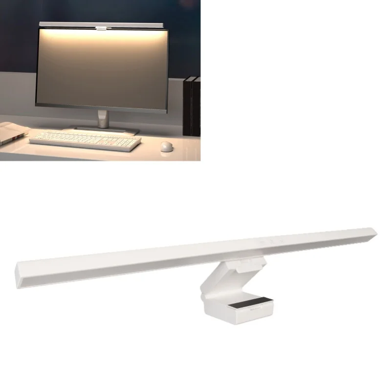 شريط إضاءة للشاشة، 3 أوضاع إضاءة قابلة للتحويل، بدون خطوات، تحكم باللمس، شريط إضاءة لشاشة الكمبيوتر للمكتب والمنزل باللون الأبيض